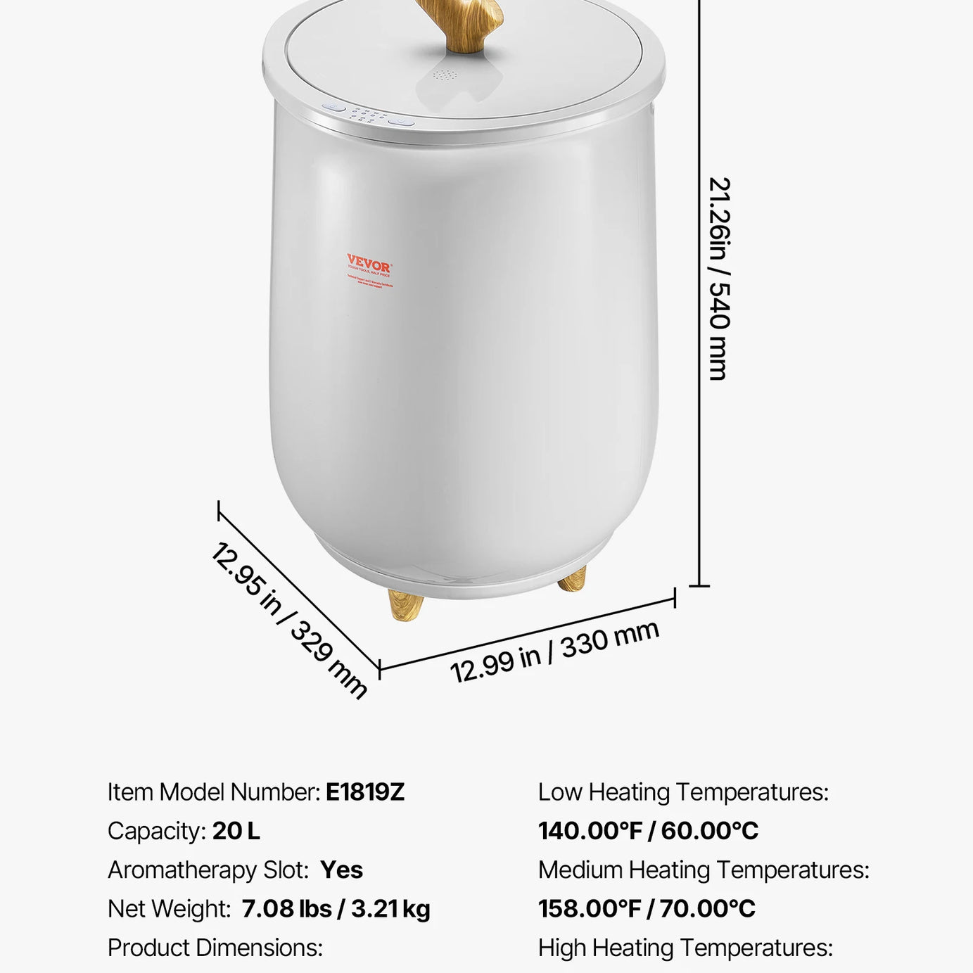 NEW SucceBuy Towel Warmer Bucket 20L Heated Towel Warmer w/ LED Light Auto Shut off & Temperature Setting Large Blanket Warmers SPA