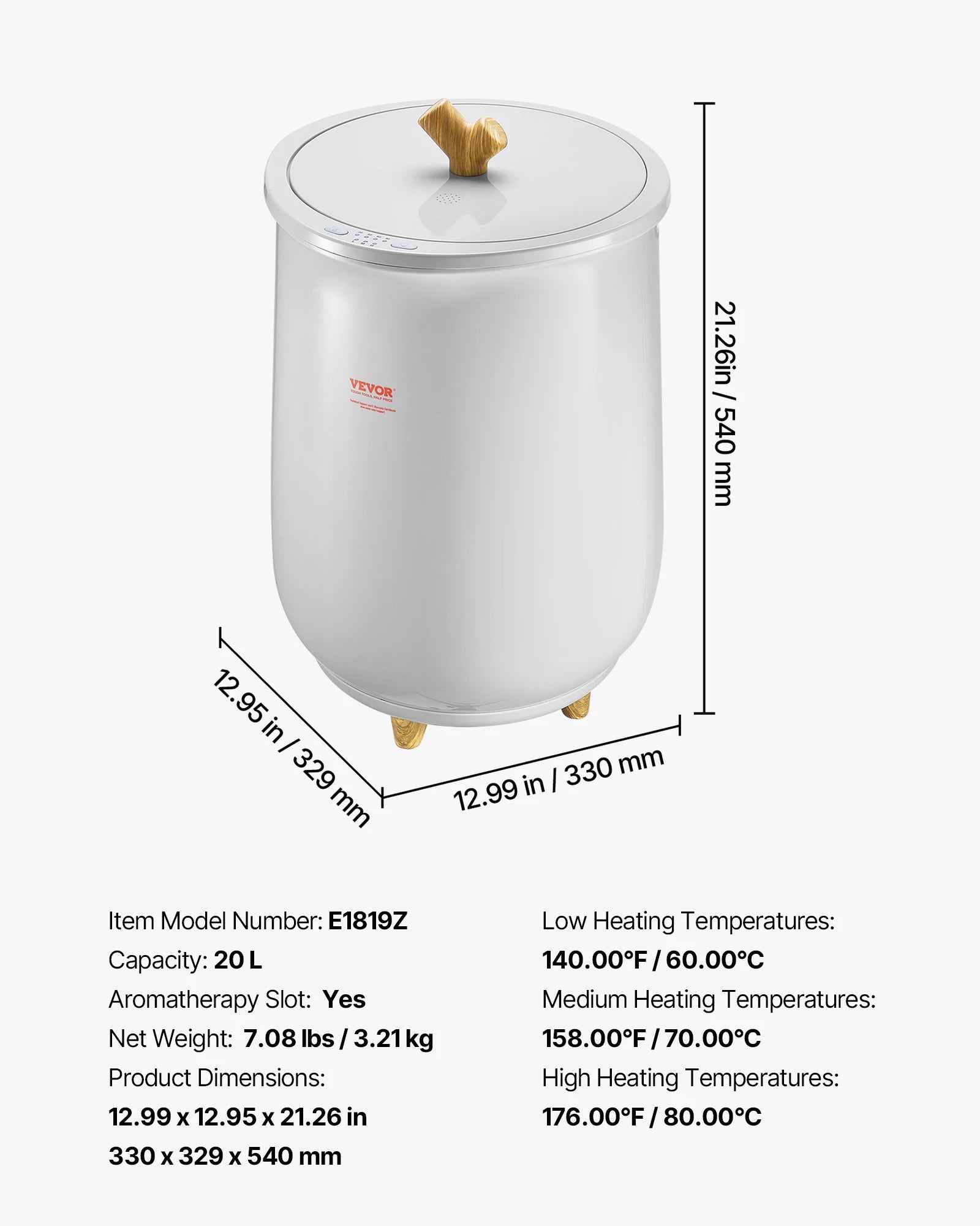 NEW SucceBuy Towel Warmer Bucket 20L Heated Towel Warmer w/ LED Light Auto Shut off & Temperature Setting Large Blanket Warmers SPA