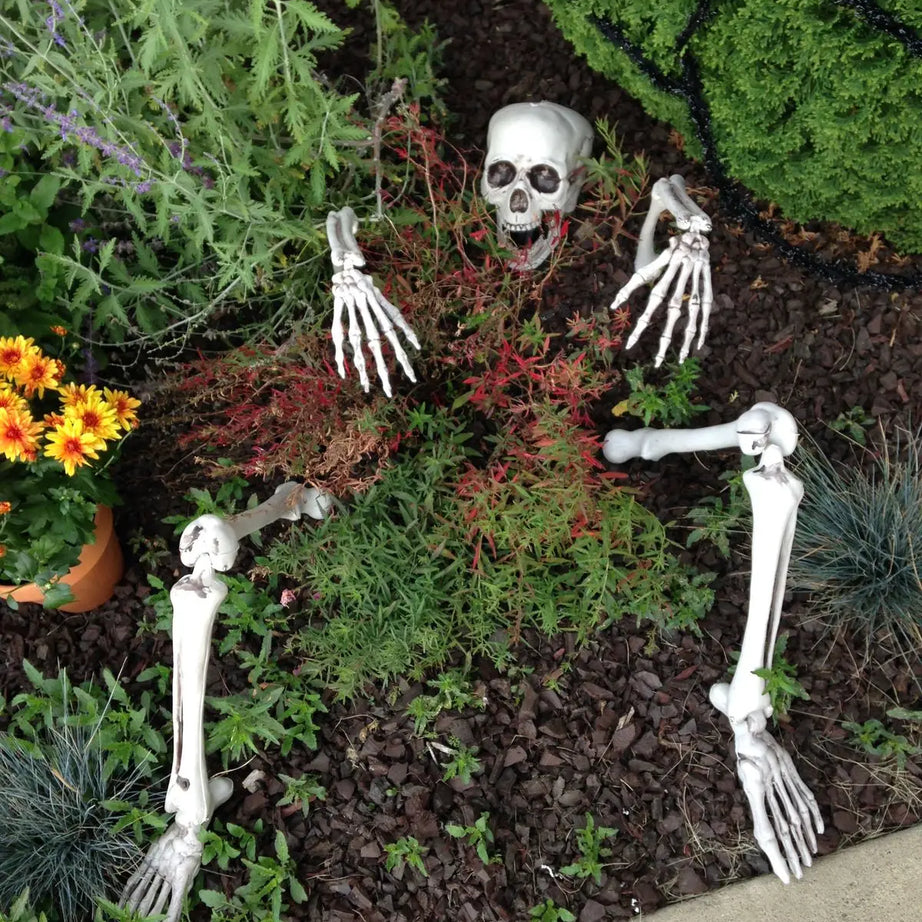 Halloween Skeleton Stakes – Realistic Skull & Bones Decoration