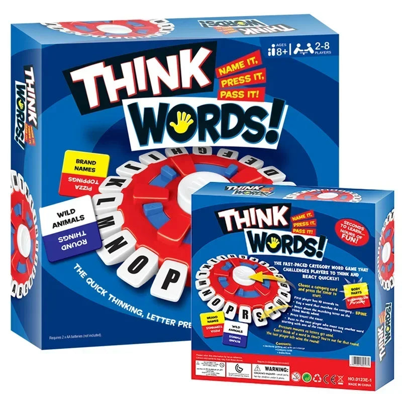 Front and back of Think Words packaging