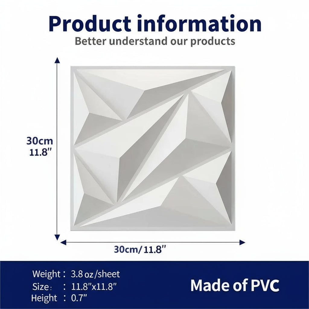 12Pcs Modern 3D Textured Wall Panels (30x30cm)
