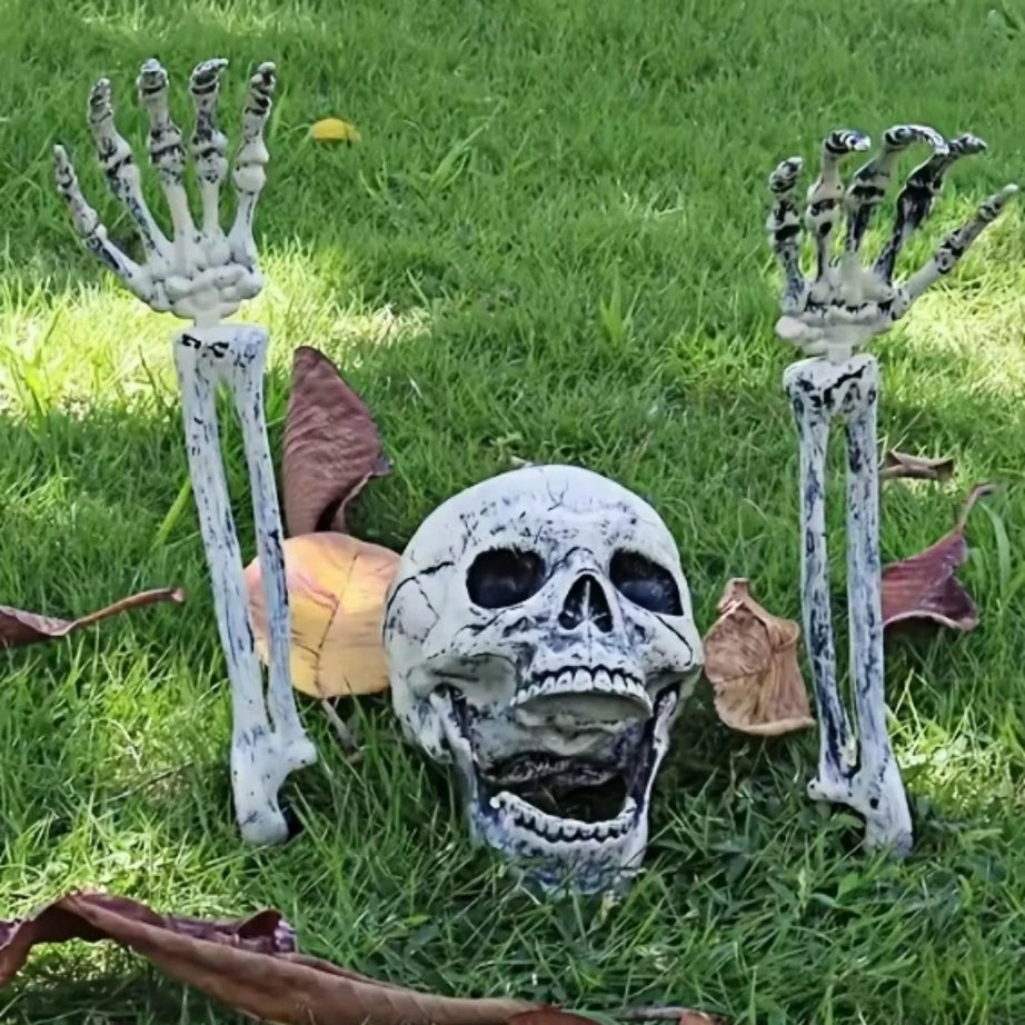Halloween Skeleton Stakes – Realistic Skull & Bones Decoration