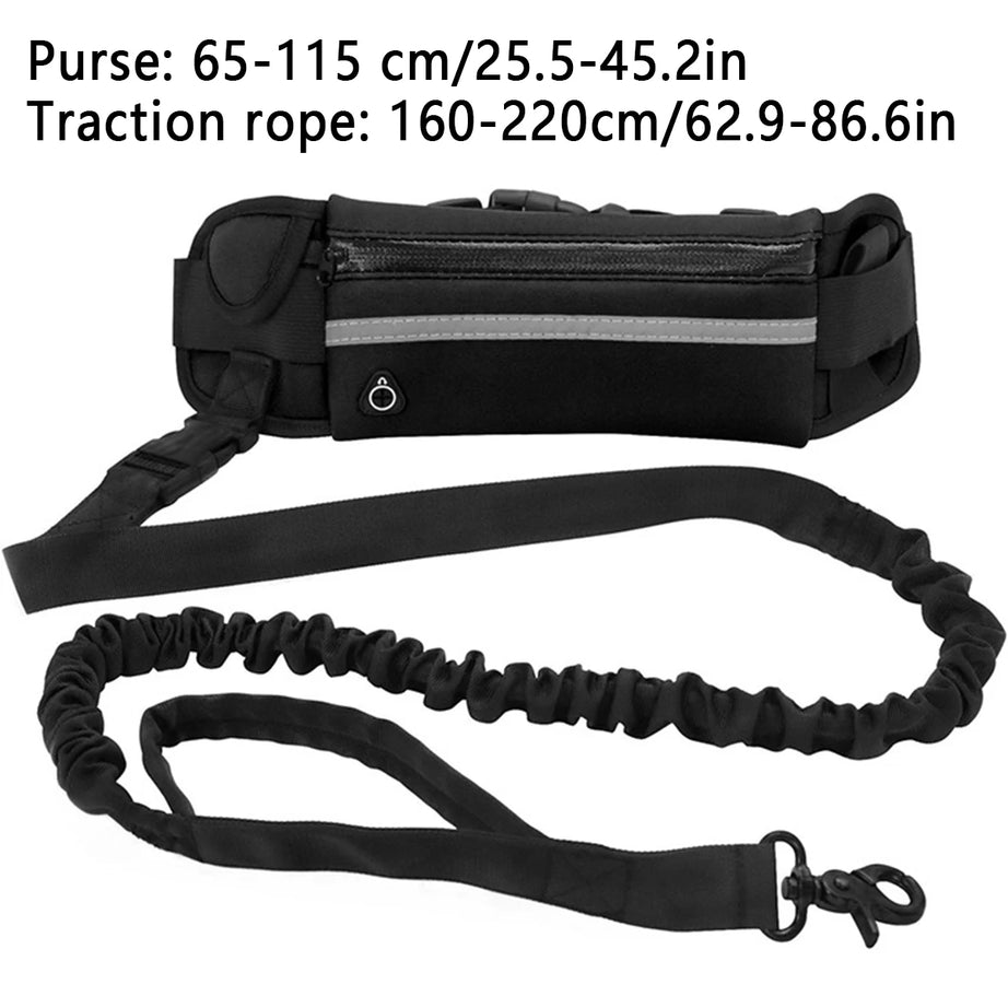 Hands-Free Dog Running Leash with adjustable Bag
