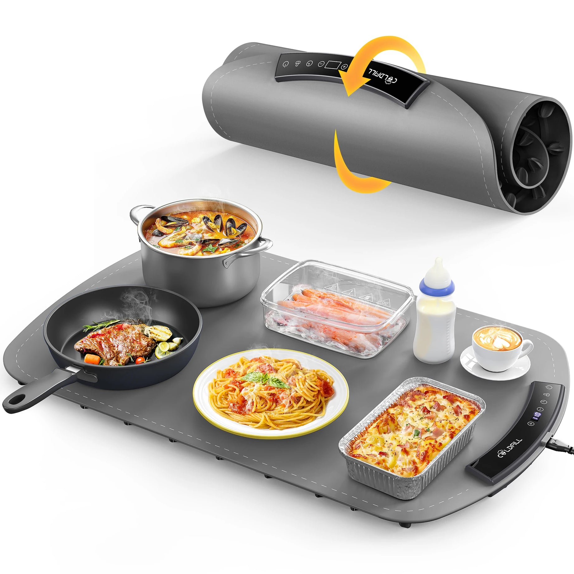 Foodie™ Portable Electric Food Warming Tray – Smart Foldable Heating Plate with Adjustable 8-Level Temperature Control