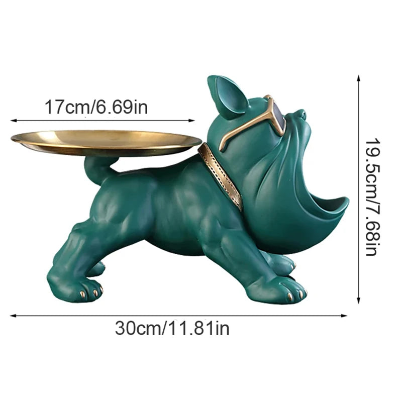 Bulldog Storage Statue – 30cm Resin Dog Figurine with Tray