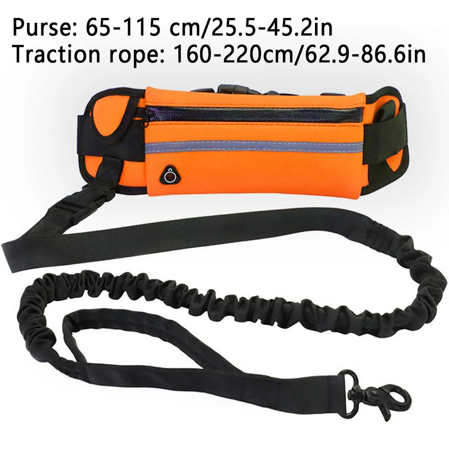 Hands-Free Dog Running Leash with adjustable Bag