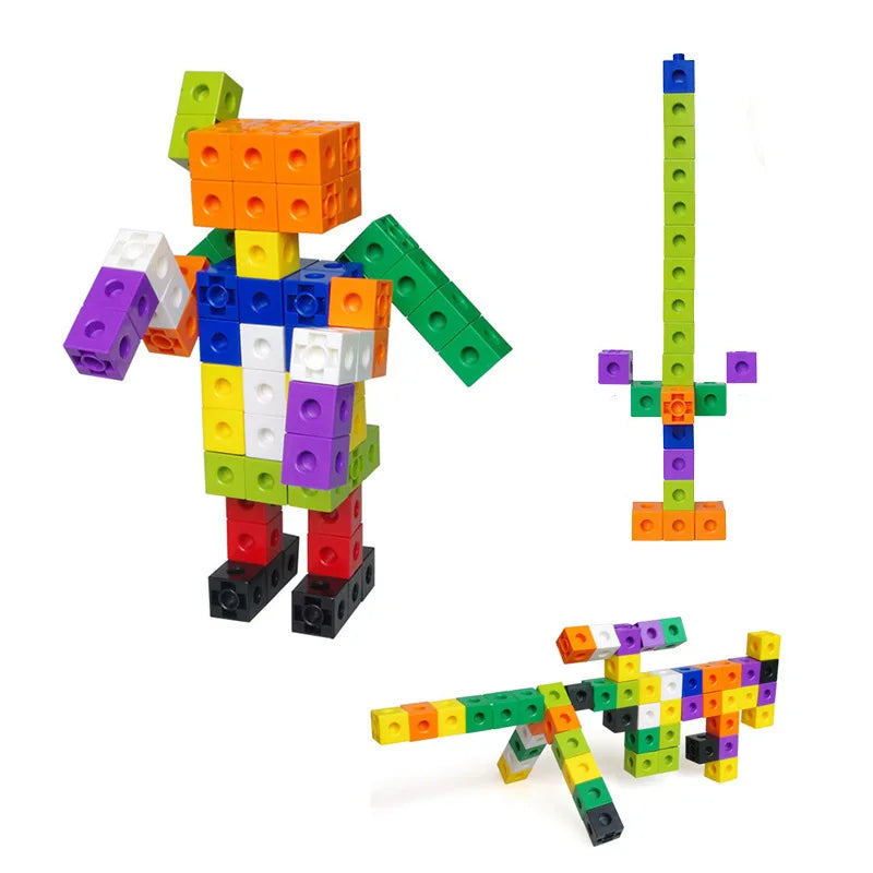 STEM creations — figure, sword and bug made from cubes