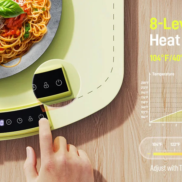 Foodie™ Portable Electric Food Warming Tray – Smart Foldable Heating Plate with Adjustable 8-Level Temperature Control