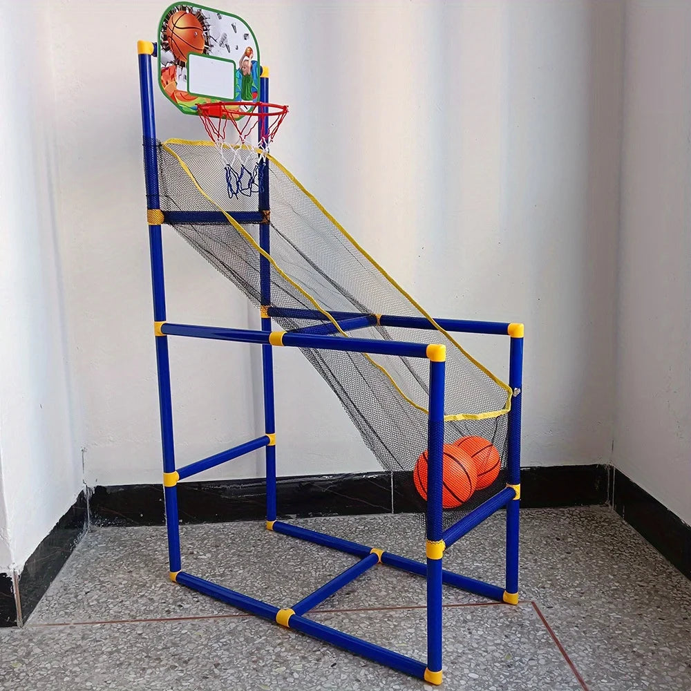 Arcade Basketball Game Set with mesh return ramp