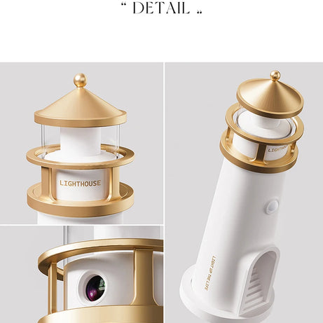 Moon & Lighthouse Projection Lamp – USB Rechargeable Night Light with Remote & Motion Sensor