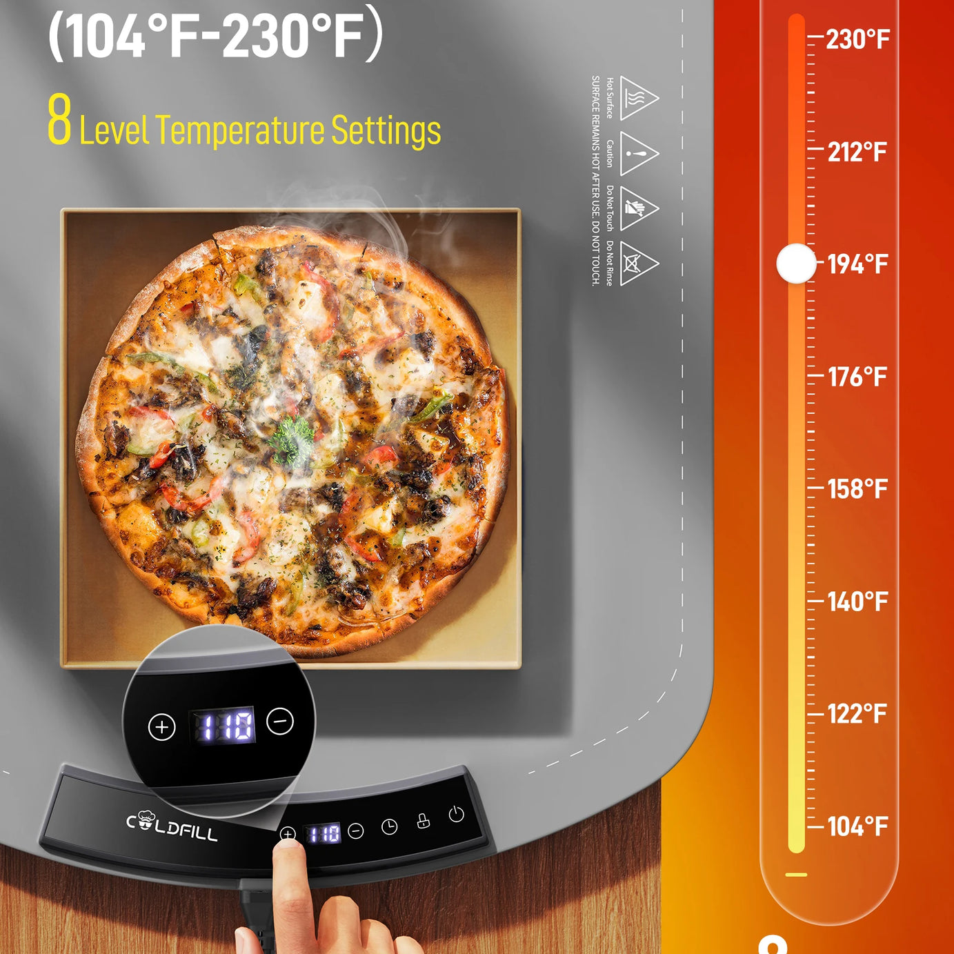 Foodie™ Portable Electric Food Warming Tray – Smart Foldable Heating Plate with Adjustable 8-Level Temperature Control