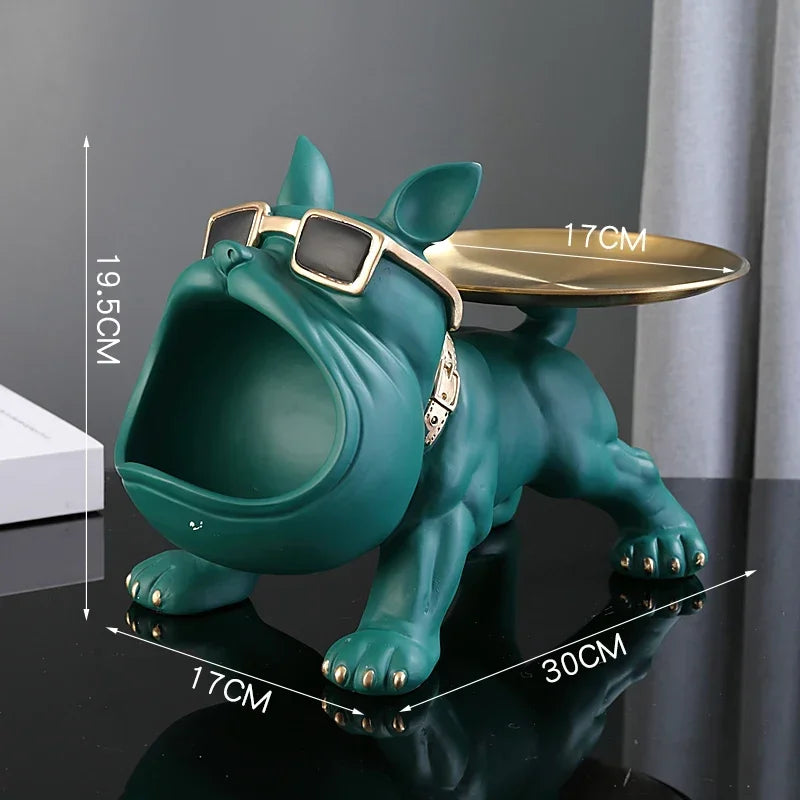 Bulldog Storage Statue – 30cm Resin Dog Figurine with Tray