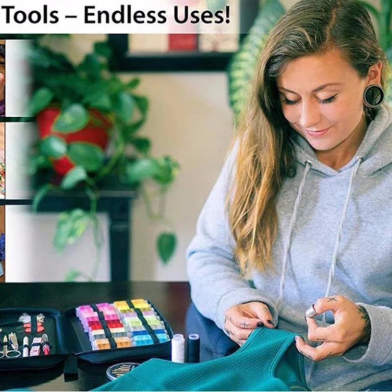 Portable Sewing Kit with 24 Colored Threads & Accessories