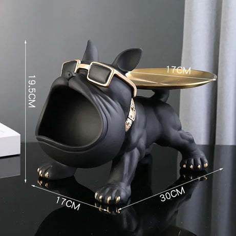 Bulldog Storage Statue – 30cm Resin Dog Figurine with Tray