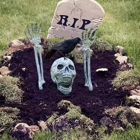 Halloween Skeleton Stakes – Realistic Skull & Bones Decoration