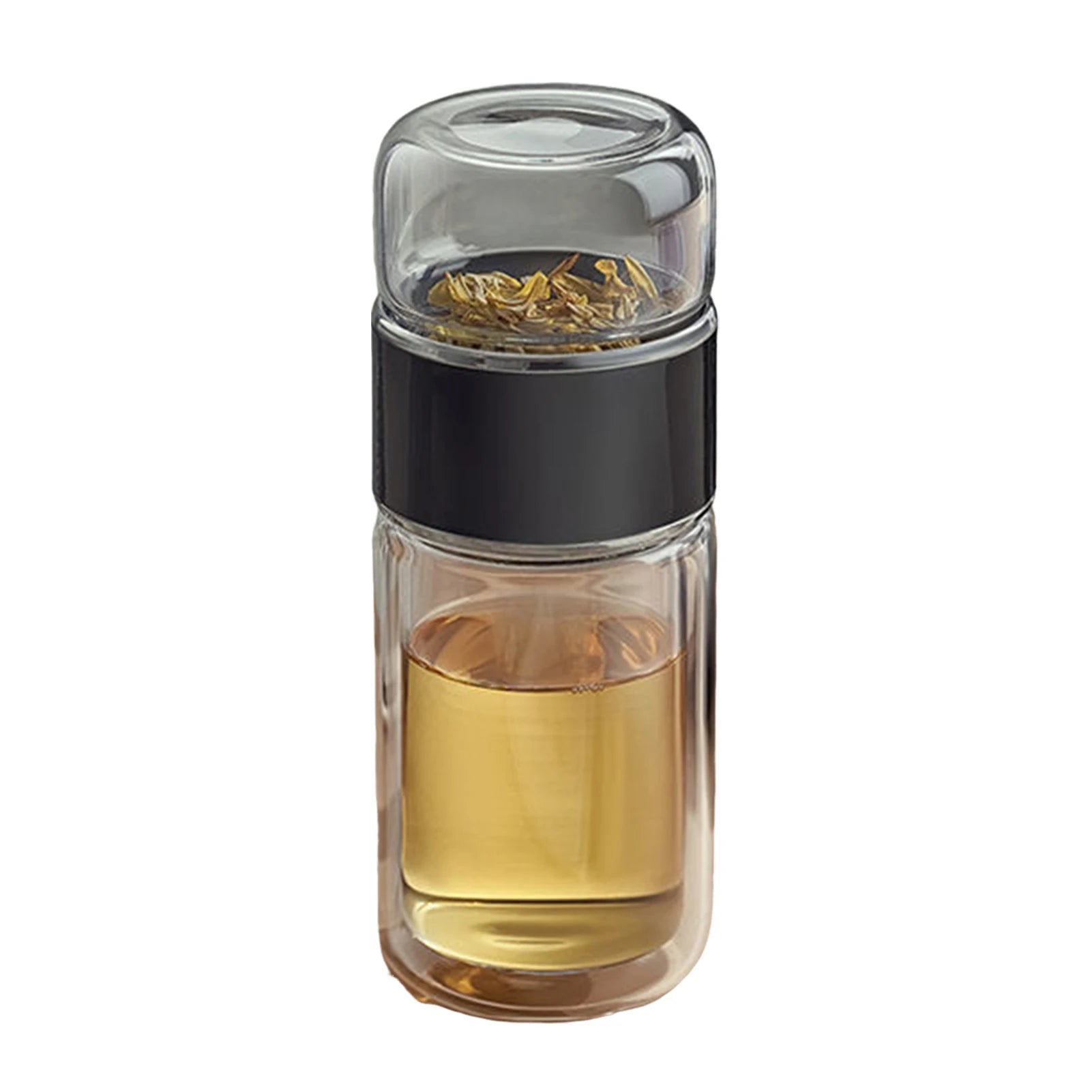 BrewMate double-wall glass tea infuser bottle — hero view