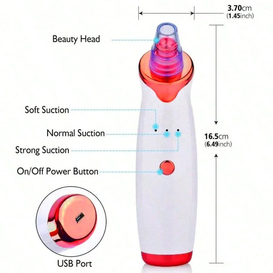 Size & controls — 16.5 cm tall, Soft/Normal/Strong LEDs, USB port