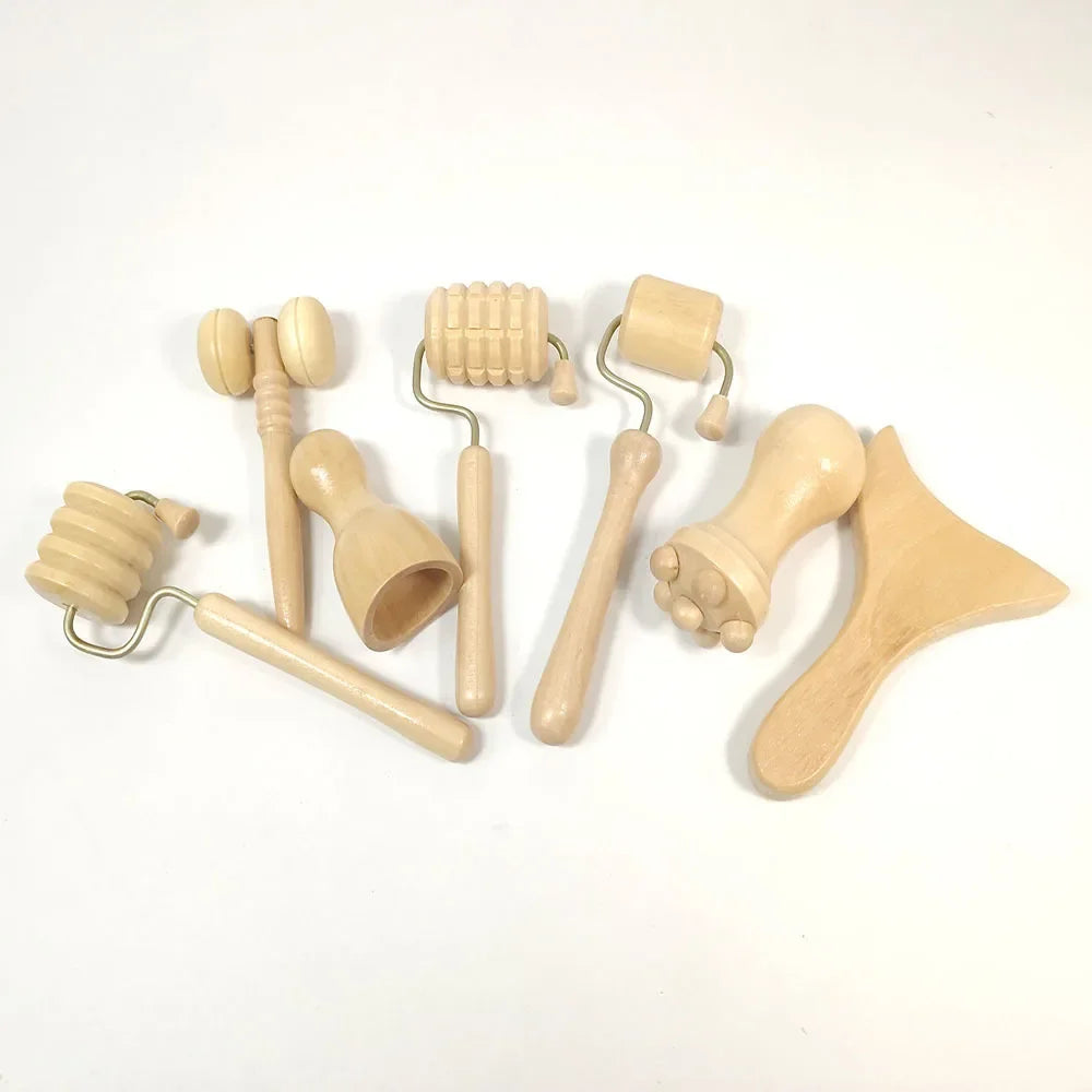 WoodLift wooden gua sha therapy tool set — hero