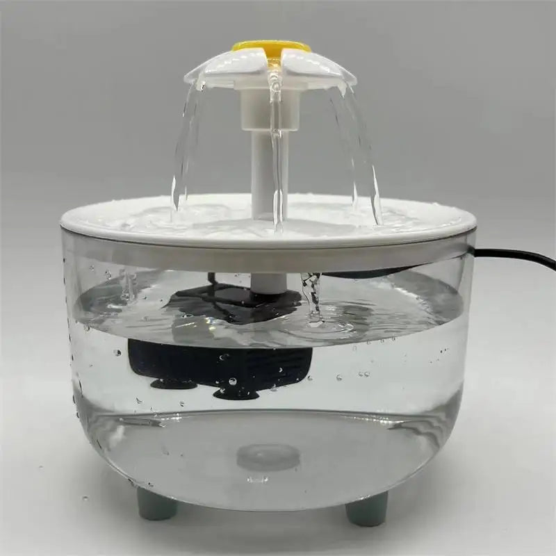 Crystal-clear bowl — quiet USB pump inside