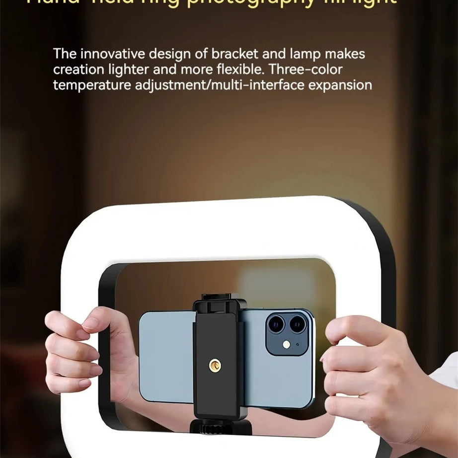 FANGTUOSI™ PRO Handheld Rechargeable Ring LED Fill Light – Portable Phone & Desktop Selfie Lamp for Live Streaming, Photography & Makeup