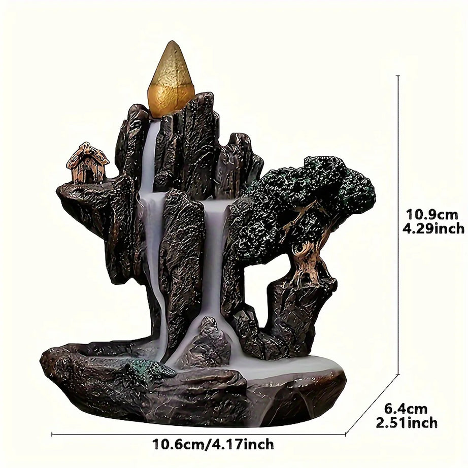Mountains & Waterfall Backflow Incense Burner with 60 Cones
