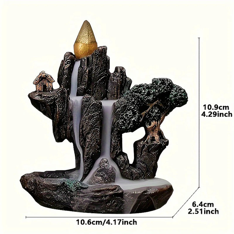 Mountains & Waterfall Backflow Incense Burner with 60 Cones