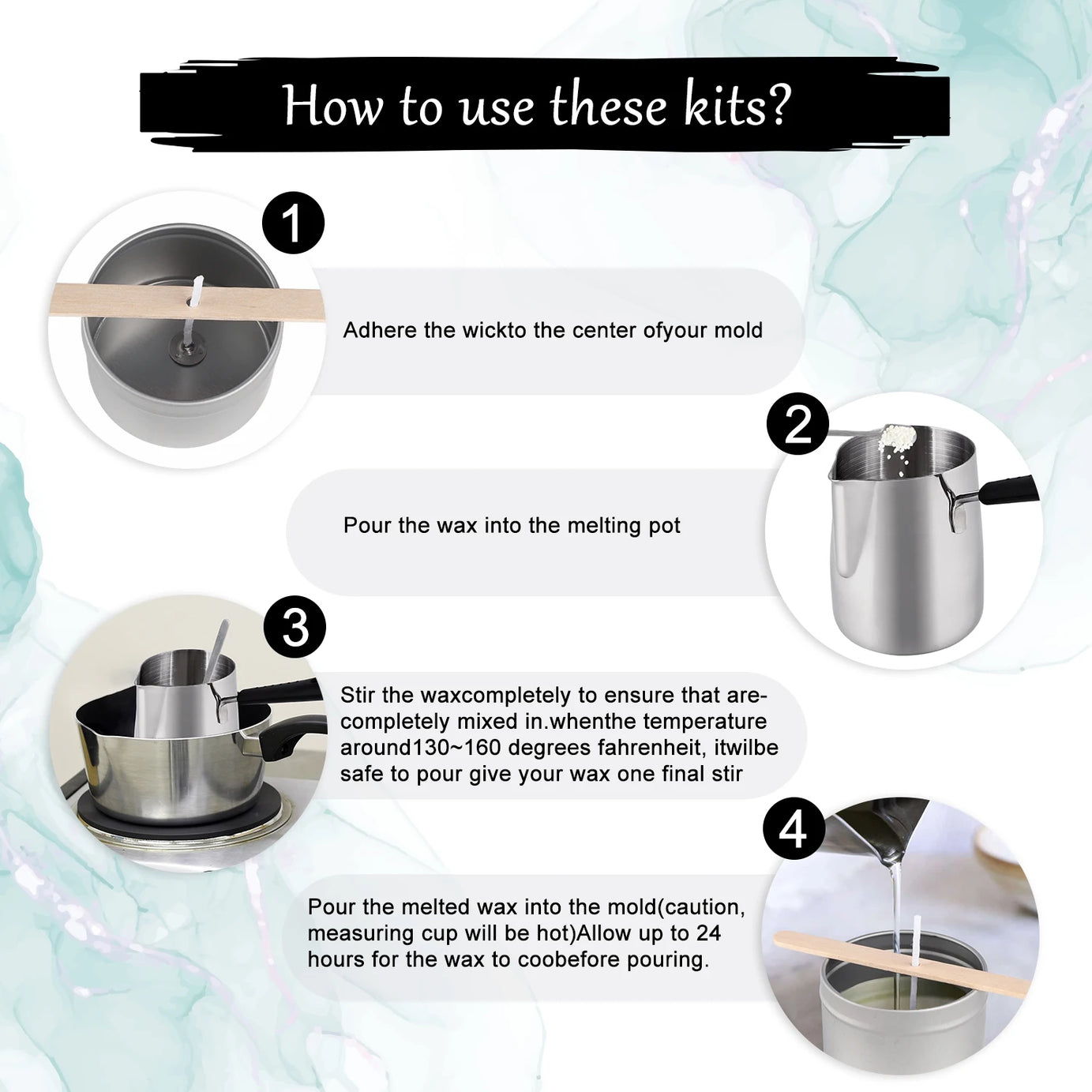 DIY Aromatherapy Candle Making Kit – Long-Handled Wax Cups, Soy Wax, Essential Oils & Stickers for Handmade Holiday Gifts