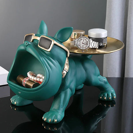 Bulldog Storage Statue – 30cm Resin Dog Figurine with Tray