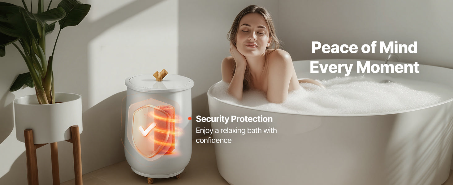 NEW SucceBuy Towel Warmer Bucket 20L Heated Towel Warmer w/ LED Light Auto Shut off & Temperature Setting Large Blanket Warmers SPA