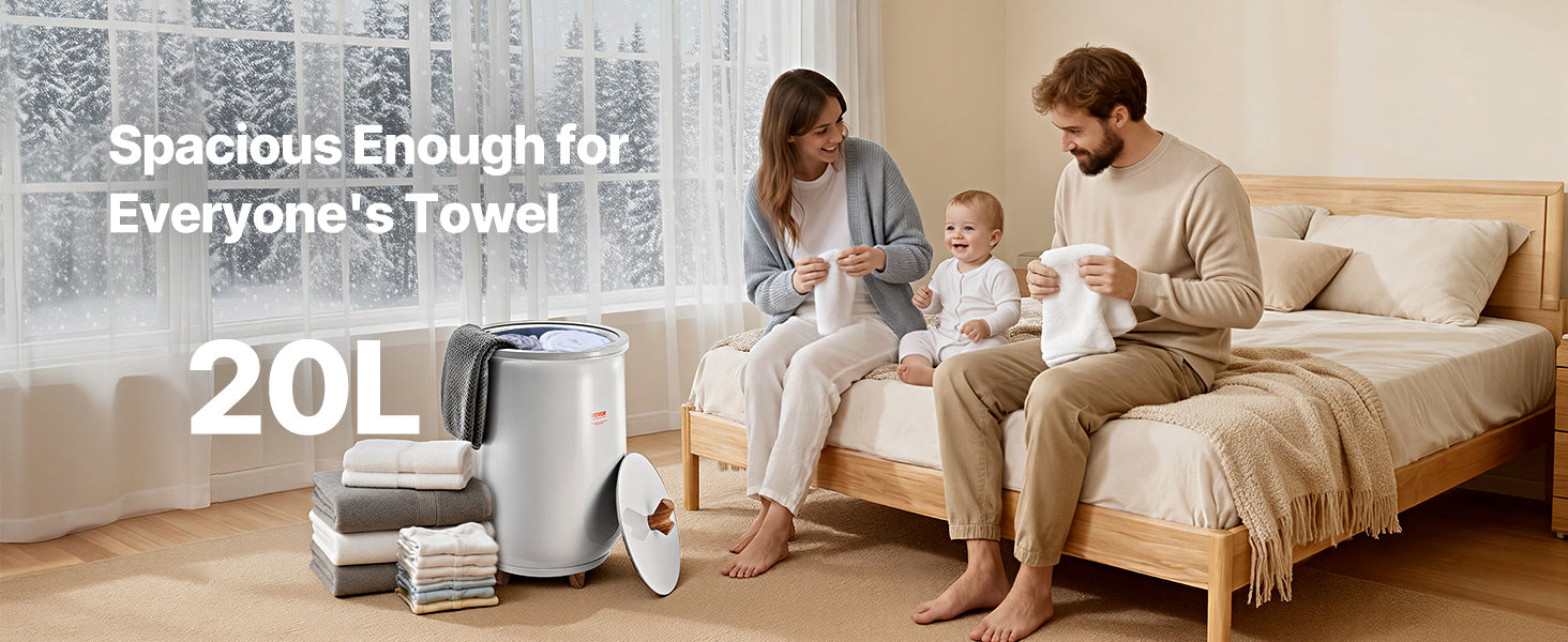 NEW SucceBuy Towel Warmer Bucket 20L Heated Towel Warmer w/ LED Light Auto Shut off & Temperature Setting Large Blanket Warmers SPA